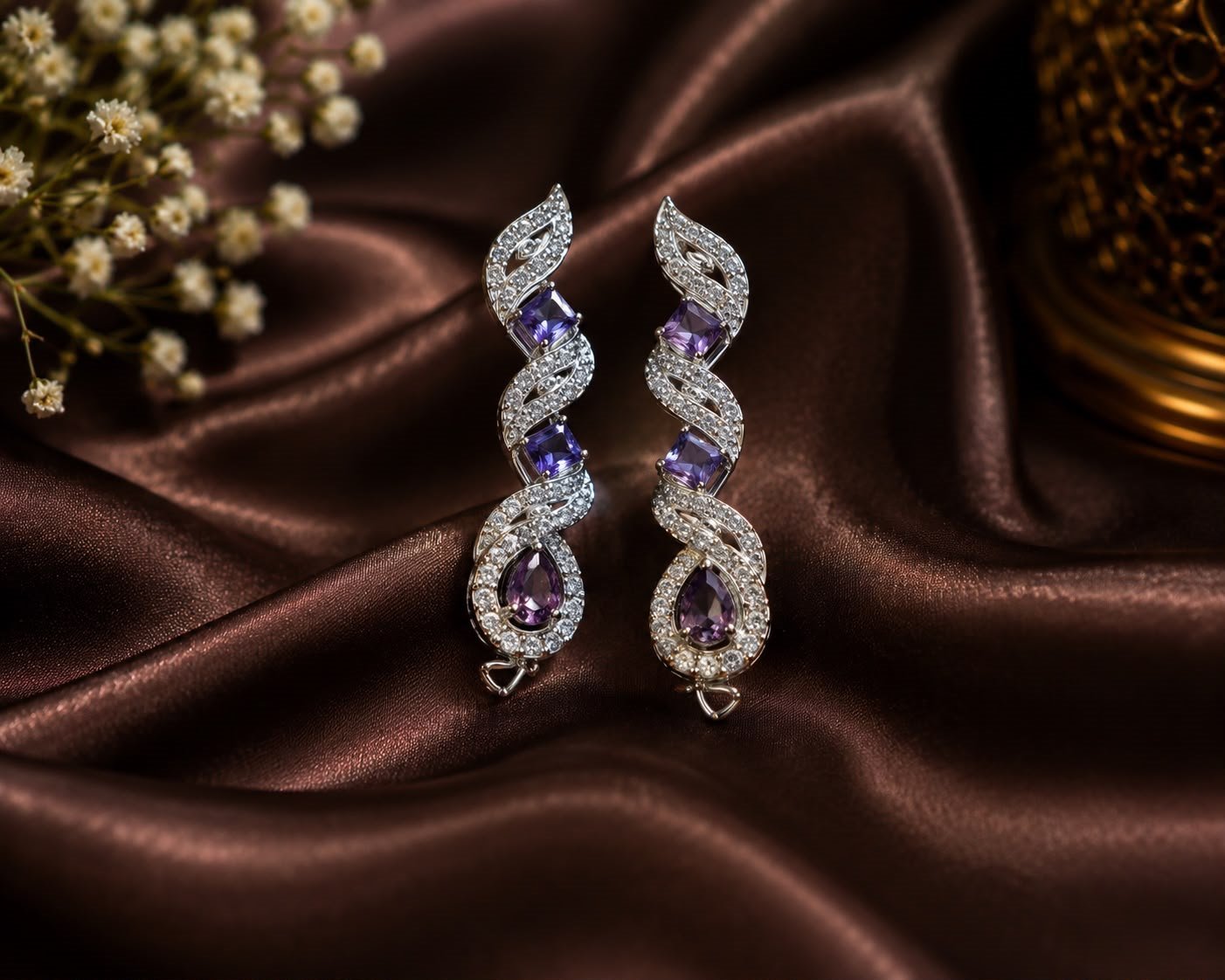 Amethyst-inspired drops for an evening edit.